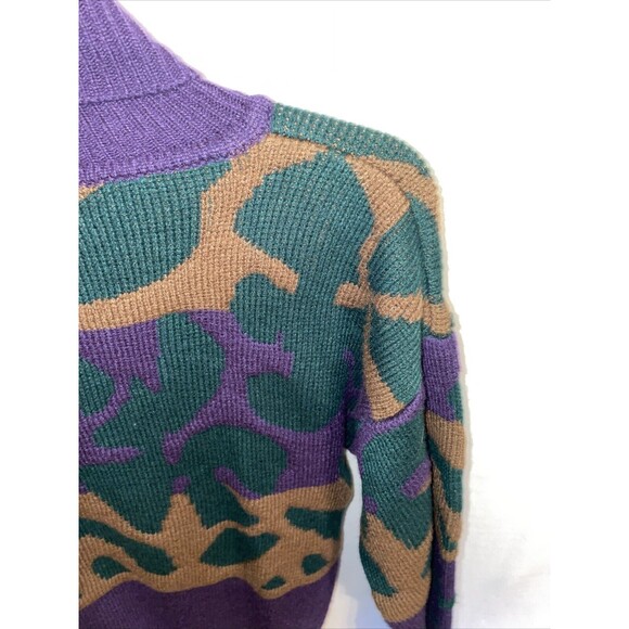Country Suburbans Women’s Turtleneck Sweater Size Small Purple Green Geometric - Picture 10 of 12